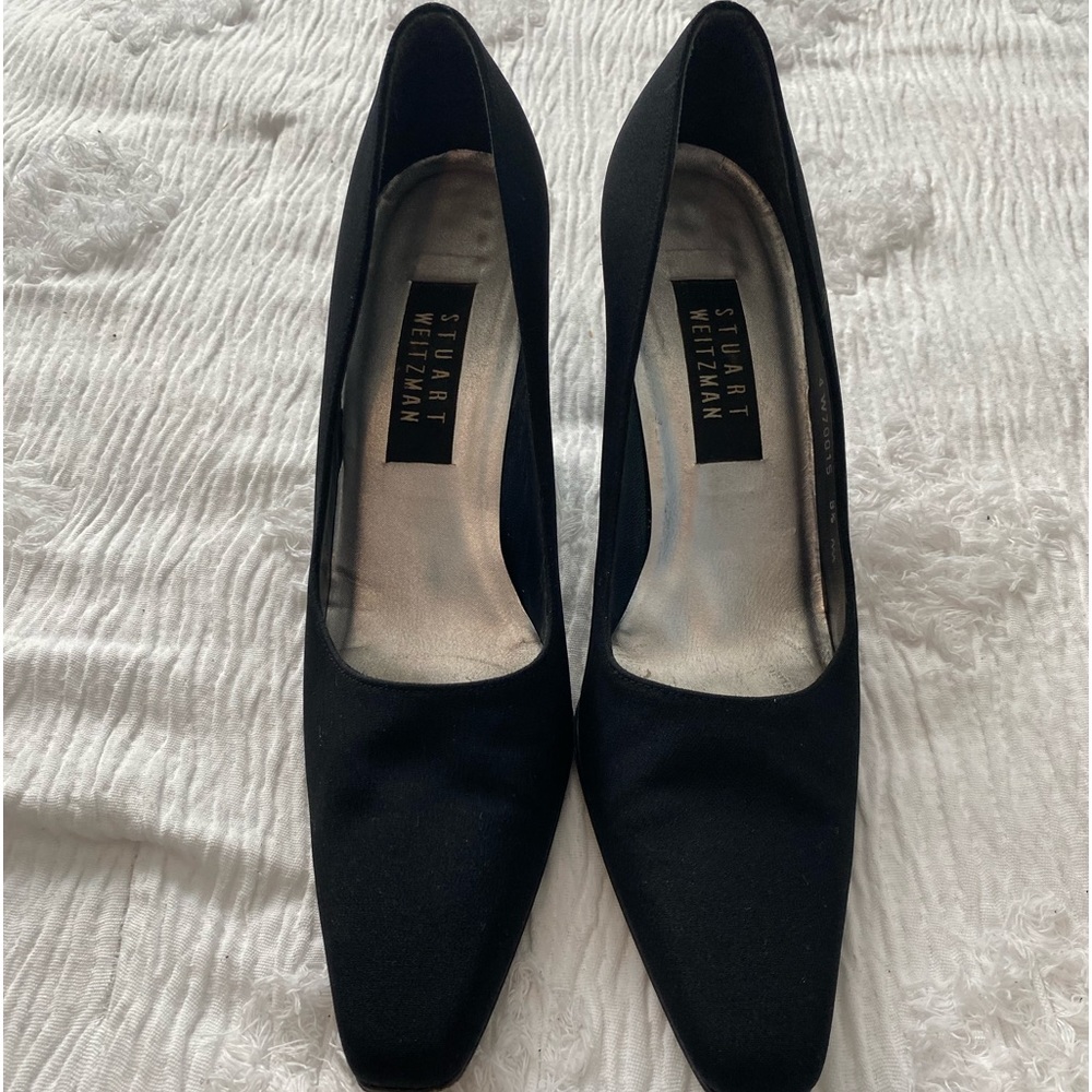 Stuart Weitzman square toe vintage black heel size 8.5
